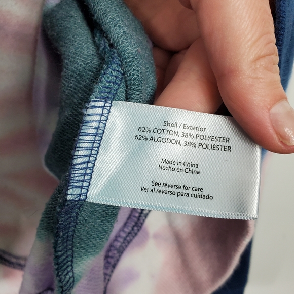 Wildfox Tie Dye Hoodie Womens Size L Boxy Cropped Fit Navy Blue Tie Dye Circle - Picture 6 of 6